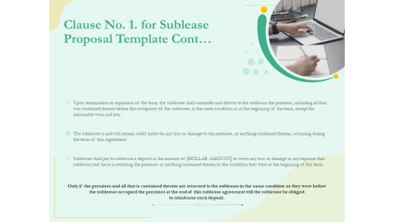 Sublease Agreement Clause No 1 For Sublease Proposal Template Cont Ppt Professional Guidelines PDF Sublease Agreement Clause No 1 For Sublease Proposal Template Cont Ppt Professional Guidelines PDF