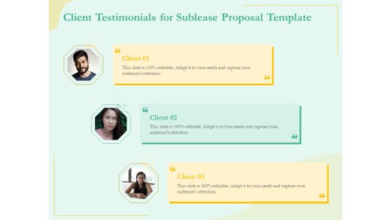 Sublease Agreement Client Testimonials For Sublease Proposal Template Ppt Background PDF Sublease Agreement Client Testimonials For Sublease Proposal Template Ppt Background PDF