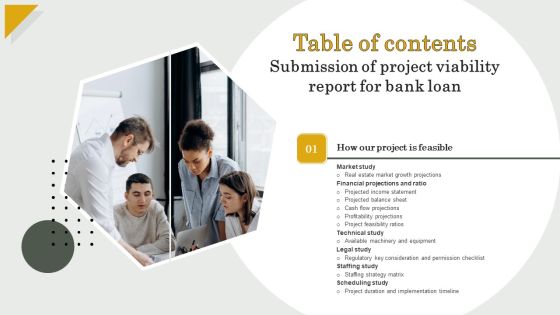 Submission Of Project Viability Report For Bank Loan Table Of Contents Elements PDF Submission Of Project Viability Report For Bank Loan Table Of Contents Elements PDF