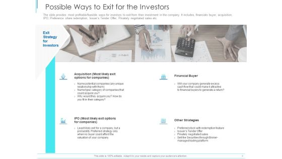 Subordinate Debt Pitch Deck For Fund Raising Possible Ways To Exit For The Investors Ppt Summary Mockup PDF Subordinate Debt Pitch Deck For Fund Raising Possible Ways To Exit For The Investors Ppt Summary Mockup PDF