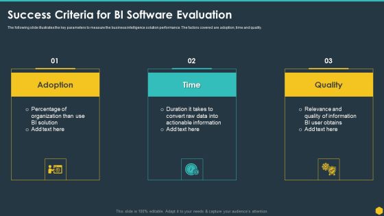 Success Criteria For BI Software Evaluation BI Transformation Toolset Brochure PDF