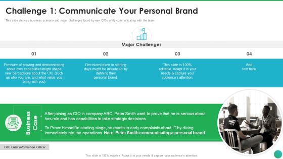 Successful CIO Transformation To Generate Company Value Challenge 1 Communicate Your Personal Brochure PDF Successful CIO Transformation To Generate Company Value Challenge 1 Communicate Your Personal Brochure PDF