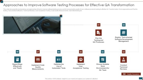 Successful Quality Assurance Transition Techniques To Enhance Product Quality Approaches To Improve Software Ideas PDF