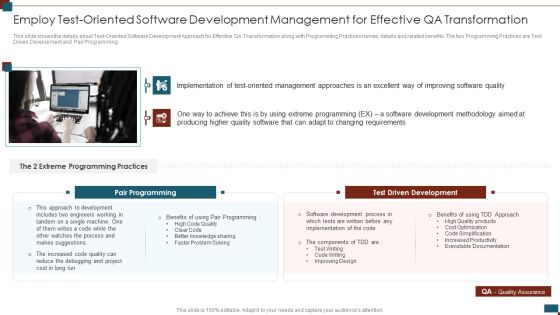 Successful Quality Assurance Transition Techniques To Enhance Product Quality Employ Test Oriented Software Development Themes PDF Successful Quality Assurance Transition Techniques To Enhance Product Quality Employ Test Oriented Software Development Themes PDF