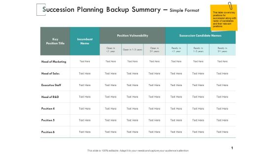 Succession Planning Backup Summary Simple Format Ppt PowerPoint Presentation File Aids Succession Planning Backup Summary Simple Format Ppt PowerPoint Presentation File Aids