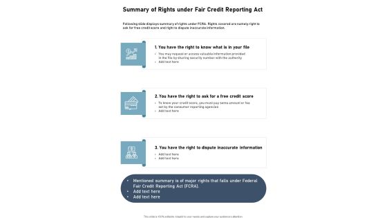 Summary Of Rights Under Fair Credit Reporting Act One Pager Documents Summary Of Rights Under Fair Credit Reporting Act One Pager Documents
