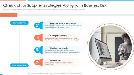 Supplier Association Management Techniques Checklist For Supplier Strategies Along With Business Risk Inspiration PDF Supplier Association Management Techniques Checklist For Supplier Strategies Along With Business Risk Inspiration PDF