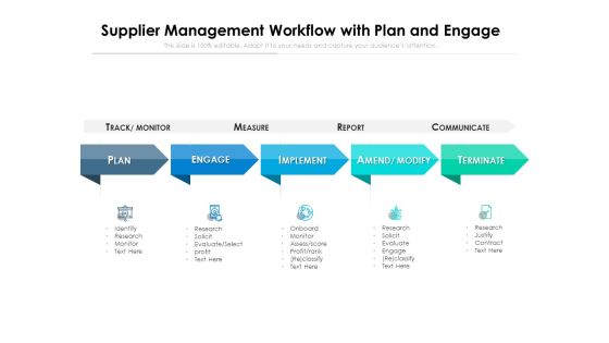 Supplier Management Workflow With Plan And Engage Ppt PowerPoint Presentation Slides Model PDF Supplier Management Workflow With Plan And Engage Ppt PowerPoint Presentation Slides Model PDF