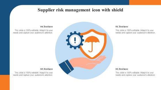 Supplier Risk Management Icon With Shield Topics PDF