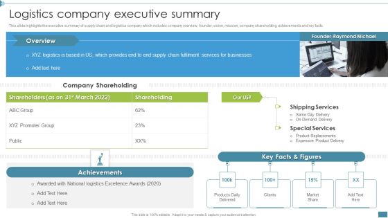 Supply Chain And Logistics Company Profile Logistics Company Executive Summary Guidelines PDF Supply Chain And Logistics Company Profile Logistics Company Executive Summary Guidelines PDF