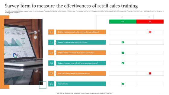 Survey Form To Measure The Effectiveness Of Retail Sales Training Microsoft PDF