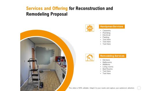 Sustainable Building Renovation Services And Offering For Reconstruction And Remodeling Proposal Topics PDF