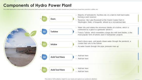 Sustainable Energy Components Of Hydro Power Plant Ppt PowerPoint Presentation Model Designs PDF Sustainable Energy Components Of Hydro Power Plant Ppt PowerPoint Presentation Model Designs PDF