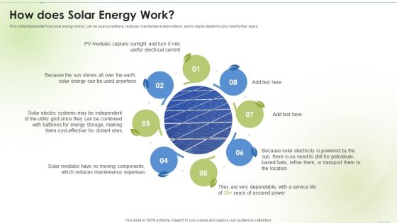 Sustainable Energy How Does Solar Energy Work Ppt PowerPoint Presentation Inspiration Examples PDF Sustainable Energy How Does Solar Energy Work Ppt PowerPoint Presentation Inspiration Examples PDF