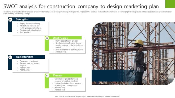 Swot Analysis For Construction Company To Design Marketing Plan Background PDF Swot Analysis For Construction Company To Design Marketing Plan Background PDF