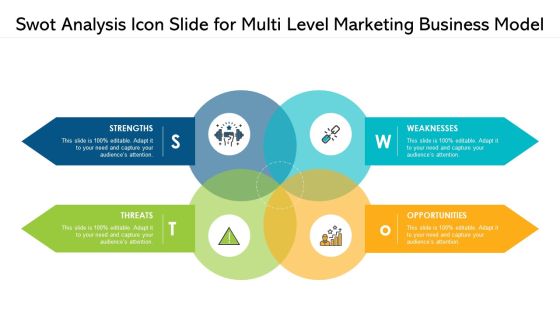 Swot Analysis Icon Slide For Multi Level Marketing Business Model Ppt PowerPoint Presentation File Topics PDF