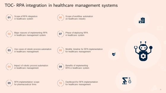 TOC RPA Integration In Healthcare Management Systems Brochure PDF