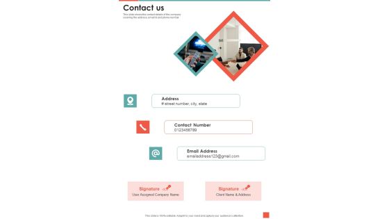 TV Promotion Proposal Contact Us One Pager Sample Example Document TV Promotion Proposal Contact Us One Pager Sample Example Document