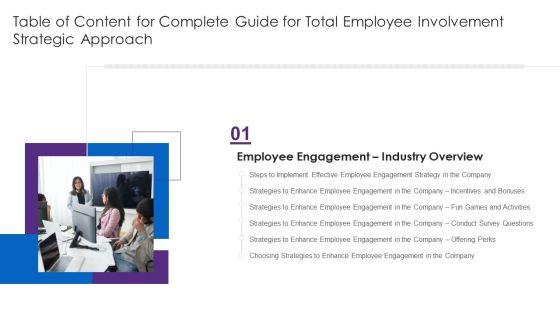 Table Of Content For Complete Guide For Total Employee Involvement Strategic Approach Slide Professional PDF Table Of Content For Complete Guide For Total Employee Involvement Strategic Approach Slide Professional PDF