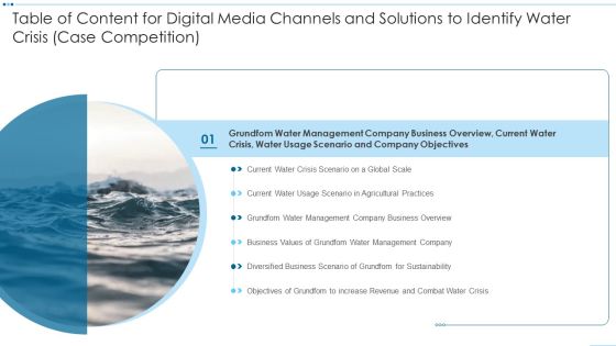 Table Of Content For Digital Media Channels And Solutions To Identify Water Crisis Download PDF Table Of Content For Digital Media Channels And Solutions To Identify Water Crisis Download PDF