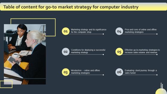 Table Of Content For Go To Market Strategy For Computer Industry Graphics PDF Table Of Content For Go To Market Strategy For Computer Industry Graphics PDF