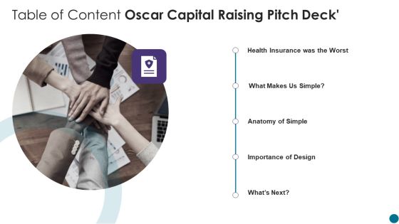 Table Of Content Oscar Capital Raising Pitch Deck Professional PDF