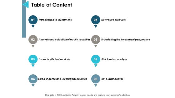 Table Of Content Ppt PowerPoint Presentation Gallery Graphic Tips