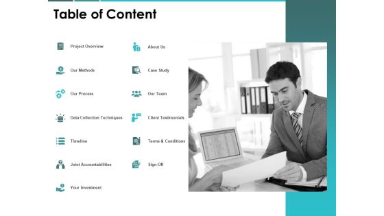 Table Of Content Process Investment Ppt PowerPoint Presentation File Example