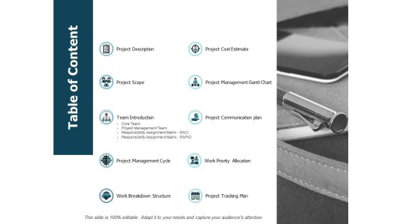 Table Of Content Project Management Cycle Ppt PowerPoint Presentation Inspiration Graphics Template Table Of Content Project Management Cycle Ppt PowerPoint Presentation Inspiration Graphics Template