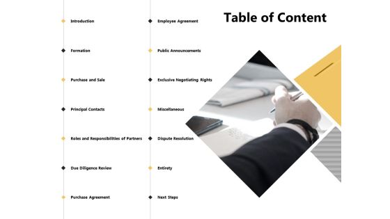 Table Of Content Purchase Agreement Ppt PowerPoint Presentation Infographics Example File Table Of Content Purchase Agreement Ppt PowerPoint Presentation Infographics Example File