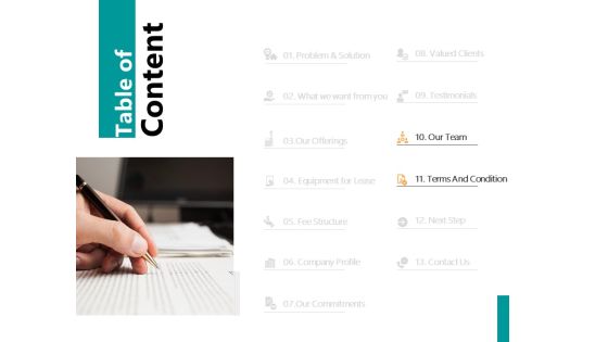 Table Of Content Slide Team Ppt PowerPoint Presentation Layouts Demonstration