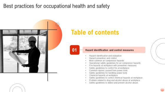Table Of Contents Best Practices For Occupational Health And Safety Designs PDF