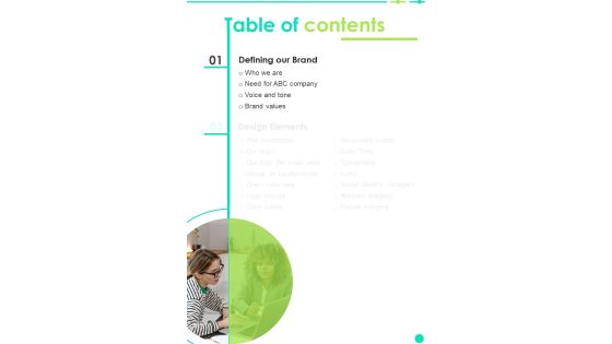 Table Of Contents Brand Guide One Pager Sample Example Document Table Of Contents Brand Guide One Pager Sample Example Document