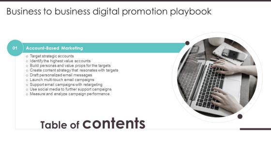 Table Of Contents Business To Business Digital Promotion Playbook Inspiration PDF Table Of Contents Business To Business Digital Promotion Playbook Inspiration PDF
