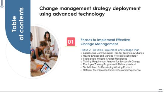 Table Of Contents Change Management Strategy Deployment Using Advanced Technology Professional PDF Table Of Contents Change Management Strategy Deployment Using Advanced Technology Professional PDF