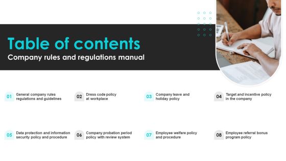 Table Of Contents Company Rules And Regulations Manual Structure PDF Table Of Contents Company Rules And Regulations Manual Structure PDF