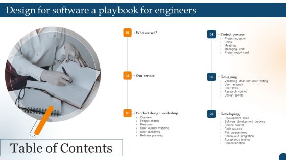 Table Of Contents Design For Software A Playbook For Engineers Portrait PDF