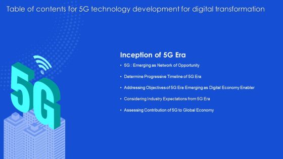 Table Of Contents For 5G Technology Development For Digital Transformation Determine Mockup PDF Table Of Contents For 5G Technology Development For Digital Transformation Determine Mockup PDF