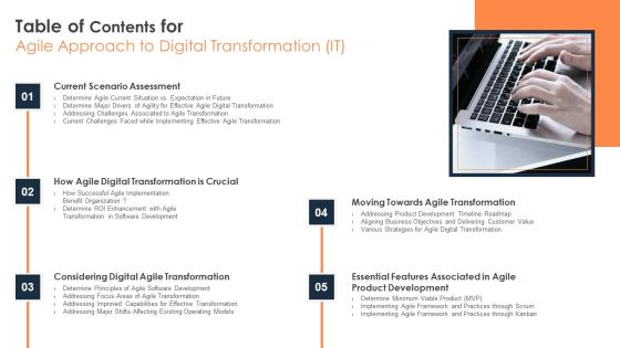 Table Of Contents For Agile Approach To Digital Transformation IT Microsoft PDF