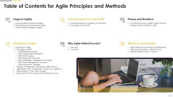 Table Of Contents For Agile Principles And Methods Summary PDF Table Of Contents For Agile Principles And Methods Summary PDF