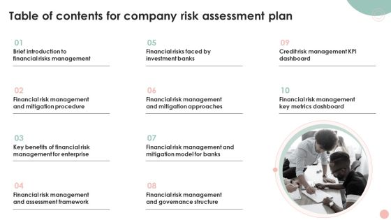 Table Of Contents For Company Risk Assessment Plan Portrait PDF Table Of Contents For Company Risk Assessment Plan Portrait PDF