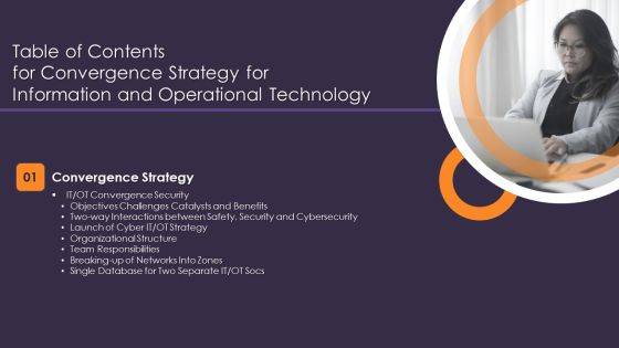 Table Of Contents For Convergence Strategy For Information And Operational Technology Ideas PDF Table Of Contents For Convergence Strategy For Information And Operational Technology Ideas PDF
