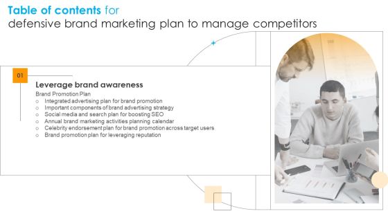 Table Of Contents For Defensive Brand Marketing Plan To Manage Competitors Template PDF