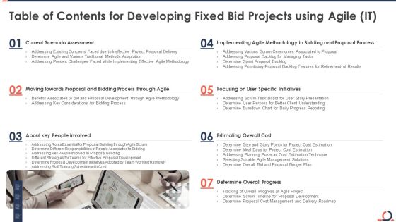 Table Of Contents For Developing Fixed Bid Projects Using Agile IT Portrait PDF Table Of Contents For Developing Fixed Bid Projects Using Agile IT Portrait PDF