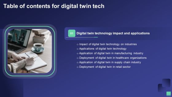 Table Of Contents For Digital Twin Tech Ppt PowerPoint Presentation Gallery Slides PDF Table Of Contents For Digital Twin Tech Ppt PowerPoint Presentation Gallery Slides PDF