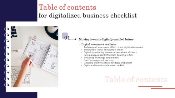 Table Of Contents For Digitalized Business Checklist Guidelines PDF Table Of Contents For Digitalized Business Checklist Guidelines PDF