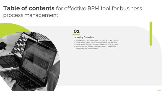 Table Of Contents For Effective BPM Tool For Business Process Management Determining Information PDF