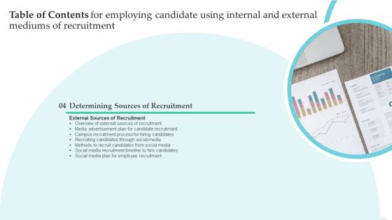 Table Of Contents For Employing Candidate Using Internal And External Mediums Of Recruitment Slide5 Infographics PDF Table Of Contents For Employing Candidate Using Internal And External Mediums Of Recruitment Slide5 Infographics PDF