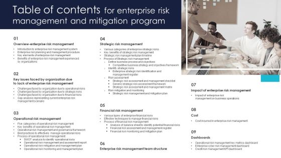 Table Of Contents For Enterprise Risk Management And Mitigation Program Information PDF Table Of Contents For Enterprise Risk Management And Mitigation Program Information PDF