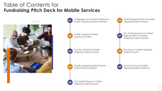 Table Of Contents For Fundraising Pitch Deck For Mobile Services Structure PDF Table Of Contents For Fundraising Pitch Deck For Mobile Services Structure PDF